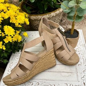 Lauren Ralph Lauren Womens Kelcie Tan Zipper Wedge Espadrille Sandals US 5 B